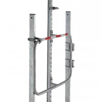 Zarges fixed ladder safety barrier in stirrup form with integrated arrester rail